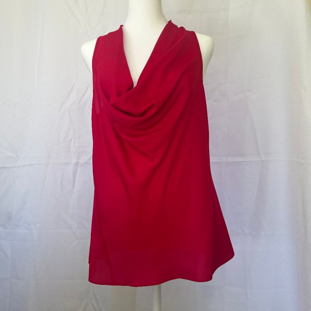 Ann Taylor Red Cowl Neck Back Zipper Sleeveless Top 8